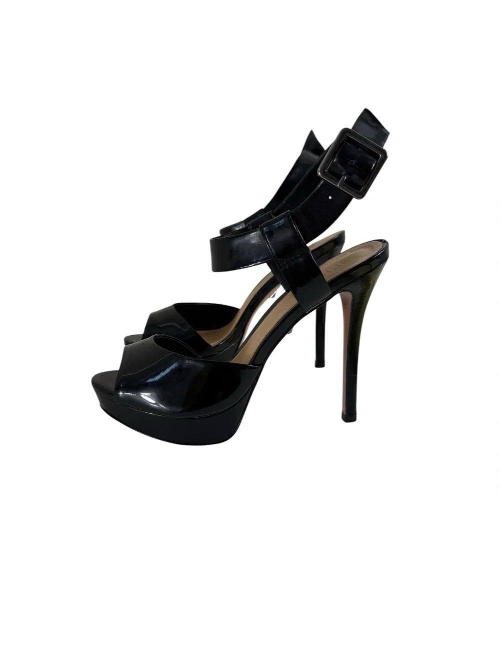 SCHUTZ Black Patent Platform High Heel Sandals Size 8